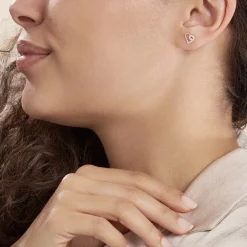 Boucles D'oreilles Puces Elsy Cœur Or Jaune Oxyde De Zirconium