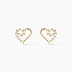 Boucles D'oreilles Puces Elsy Cœur Or Jaune Oxyde De Zirconium