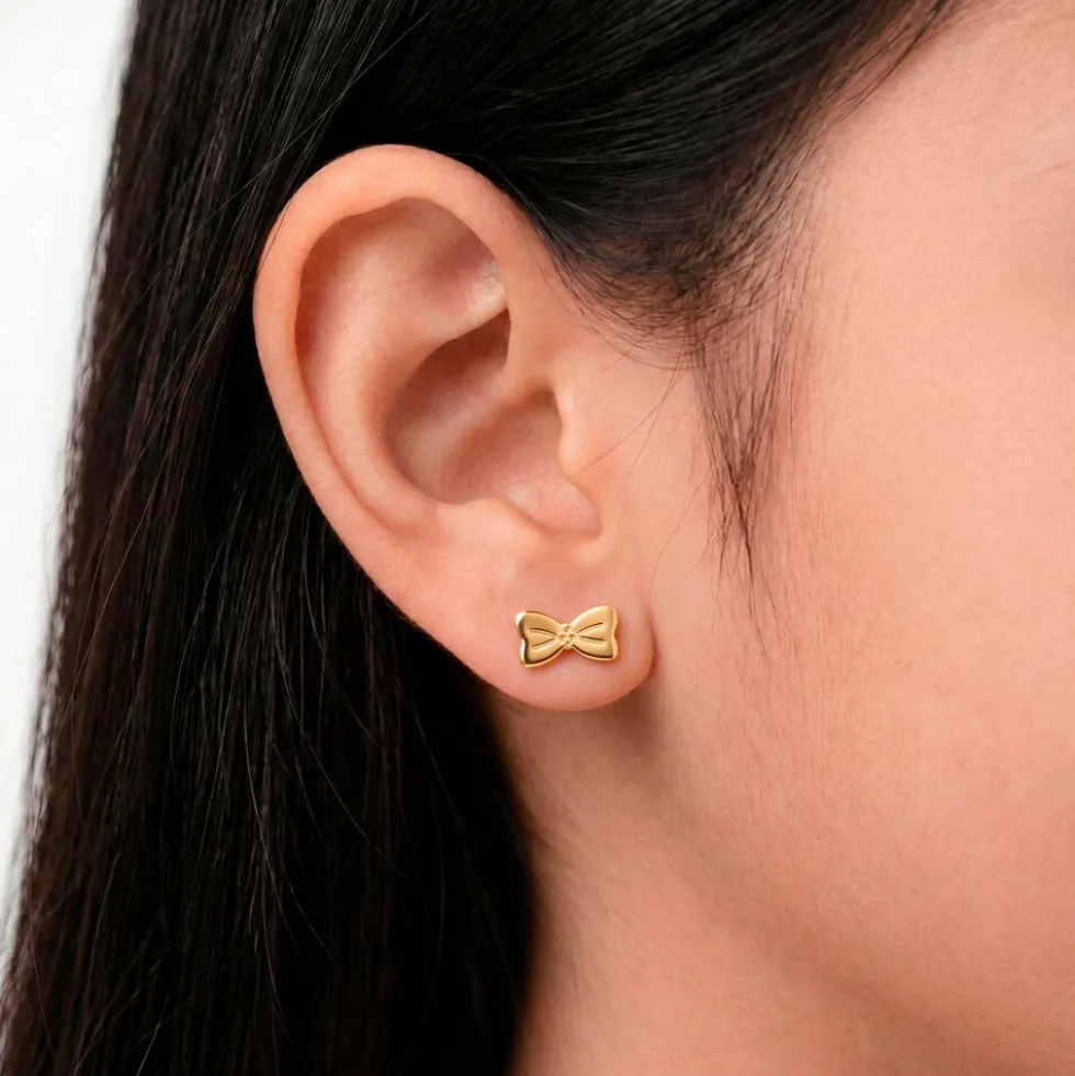 Boucles D'oreilles Puces Evonne Noeud Or Jaune