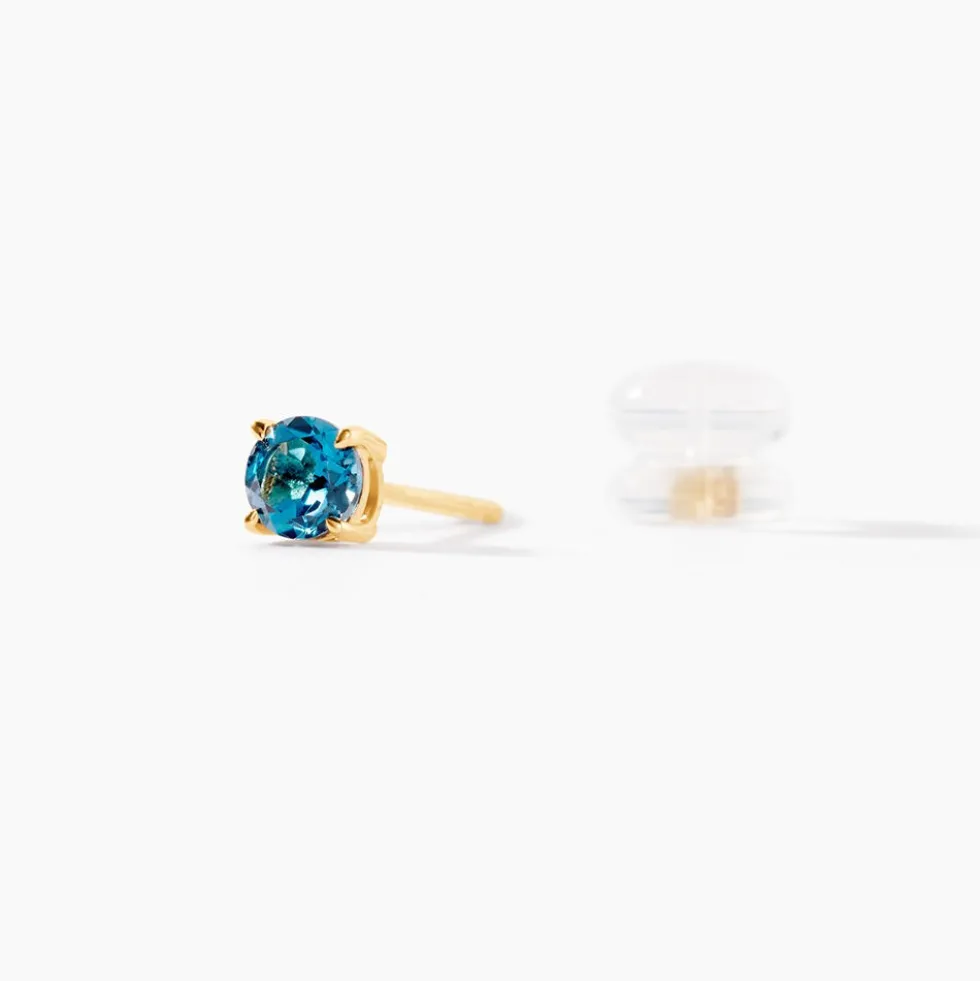 Boucles D'oreilles Puces Elea Or Jaune Topaze Bleu London