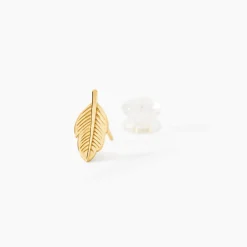 Boucles D'oreilles Puces Floria Feuilles Or Jaune