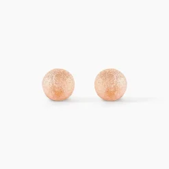 Boucles D'oreilles Puces Fidelia Boule Sablee Or Rose