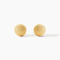 Boucles D'oreilles Puces Fidelia Boule Sablee Or Jaune