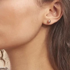 Boucles D'oreilles Puces Fidelia Boule Or Rose