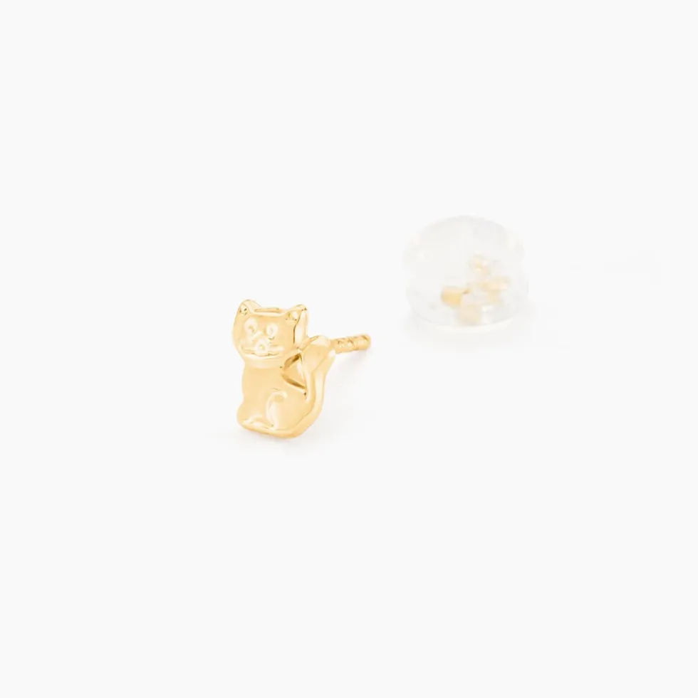 Boucles D'oreilles Puces Florenta Chat Or Jaune