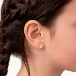 Boucles D'oreilles Puces Florenta Chat Or Jaune