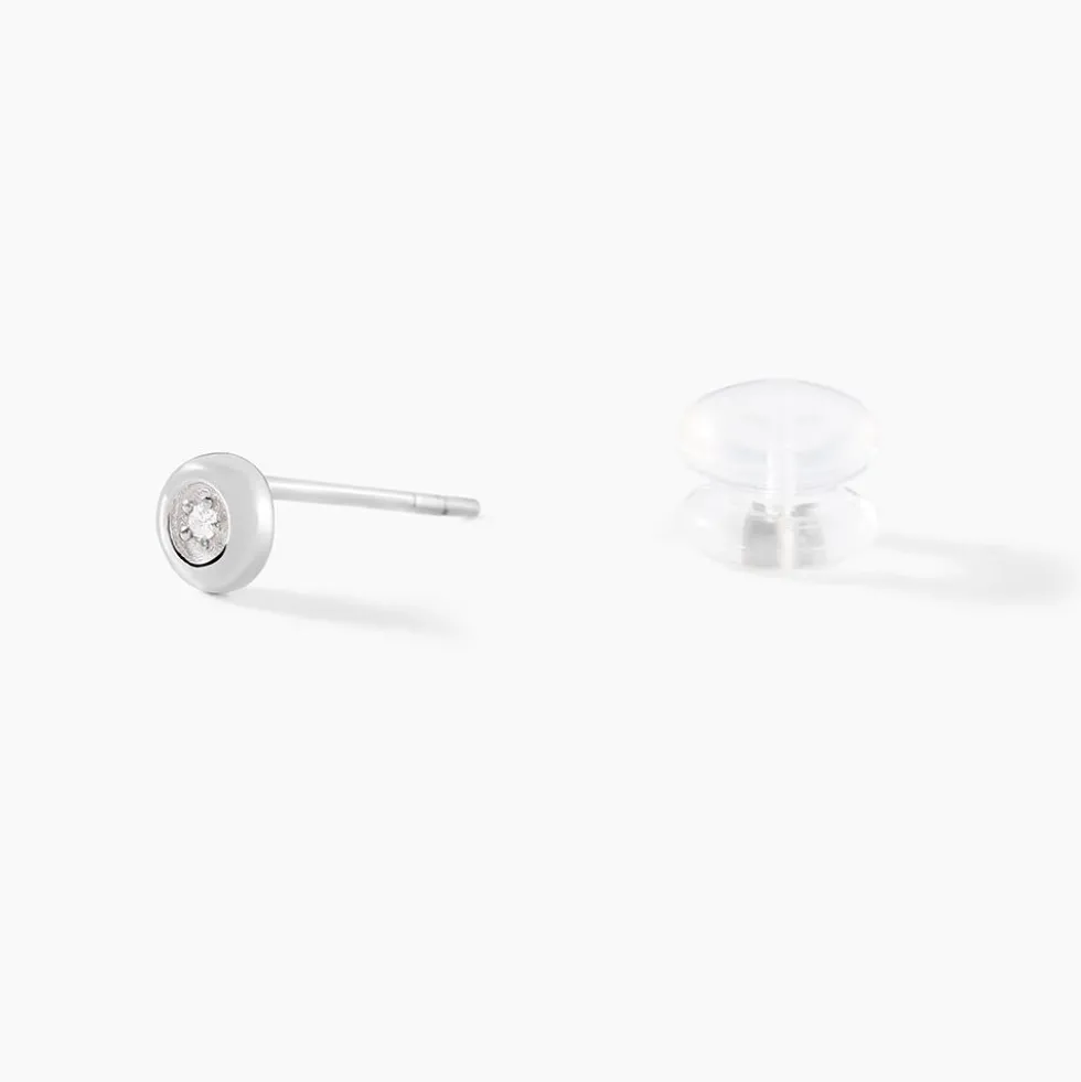 Boucles D'oreilles Puces Fatiana Or Blanc Diamant