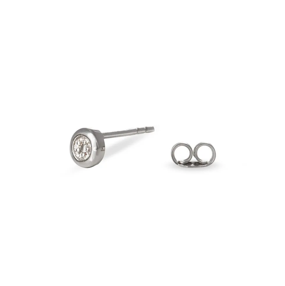 Boucles D'oreilles Puces Fatiana Or Blanc Diamant