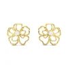 Boucles D'oreilles Puces Floraison Dorée Or Jaune Oxyde De Zirconium