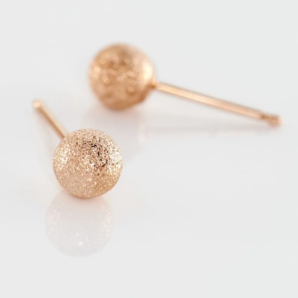 Boucles D'oreilles Puces Fidelia Boule Sablee Or Rose