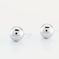 Boucles D'oreilles Puces Fidelia Boule Or Blanc