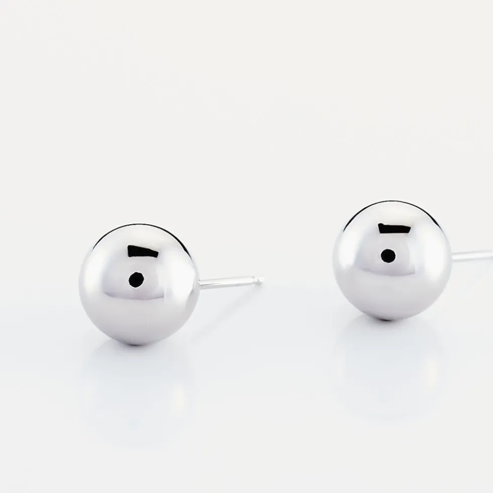 Boucles D'oreilles Puces Fidelia Boule Or Blanc
