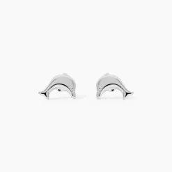 Boucles D'oreilles Puces Fulvie Dauphin 5 Or Blanc