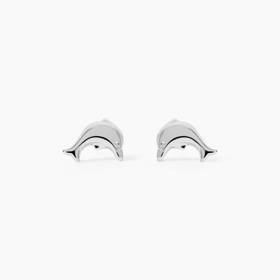 Boucles D'oreilles Puces Fulvie Dauphin 5 Or Blanc