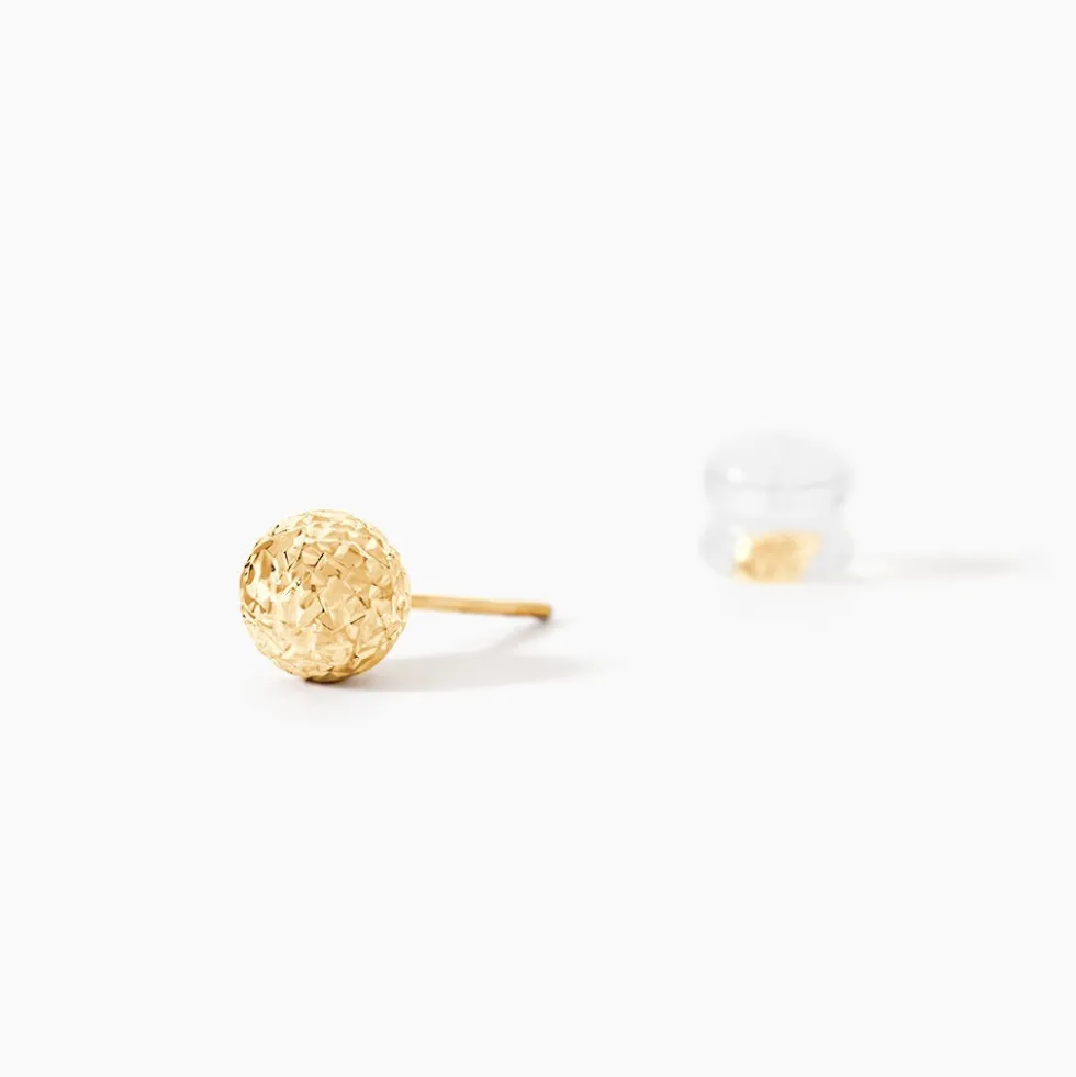 Boucles D'oreilles Puces Fidelia Boule Diamantee Or Jaune