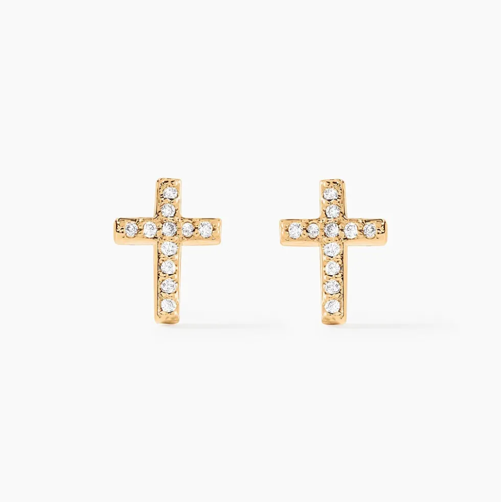 Boucles D'oreilles Puces Fatos Plaqué Or Oxydes De Zirconium