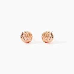 Boucles D'oreilles Puces Fidelia Boule Diamantee Or Rose