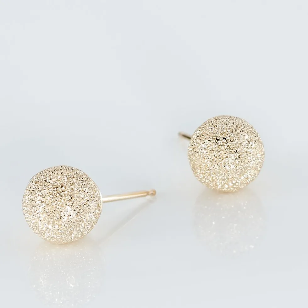 Boucles D'oreilles Puces Fidelia Boule Sablee Or Jaune
