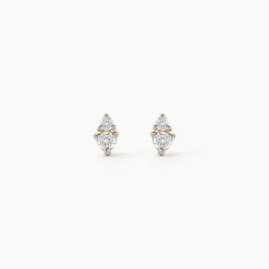 Boucles D'Oreilles Puces Georgia Plaqué Or Jaune Oxyde De Zirconium
