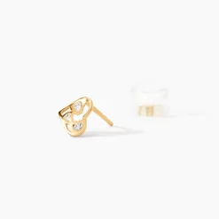 Boucles D'oreilles Puces Huan Cœur Or Jaune Oxyde De Zirconium