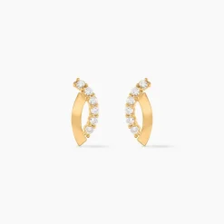 Boucles D'oreilles Puces Helvi Or Jaune Oxyde De Zirconium