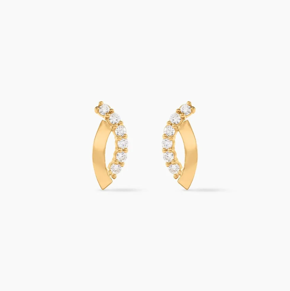 Boucles D'oreilles Puces Helvi Or Jaune Oxyde De Zirconium