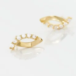 Boucles D'oreilles Puces Helvi Or Jaune Oxyde De Zirconium