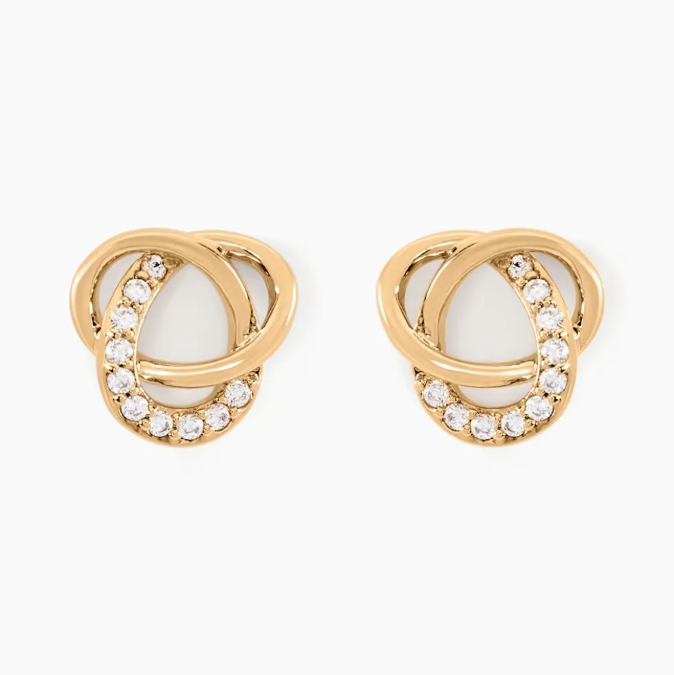 Boucles D'oreilles Puces Henia Plaqué Or Jaune Oxyde De Zirconium