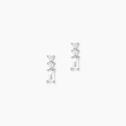 Boucles D'oreilles Puces Iolyn Argent Blanc Oxyde De Zirconium
