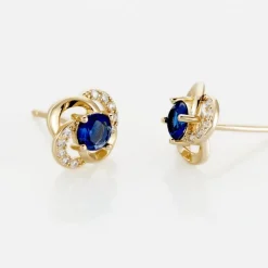Boucles D'oreilles Puces Jaana Plaqué Or Jaune Verre Oxyde
