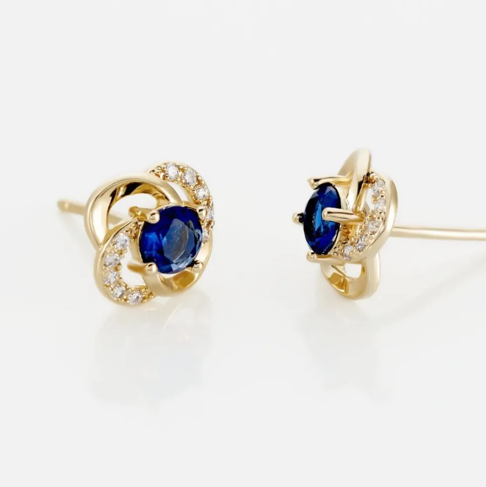 Boucles D'oreilles Puces Jaana Plaqué Or Jaune Verre Oxyde