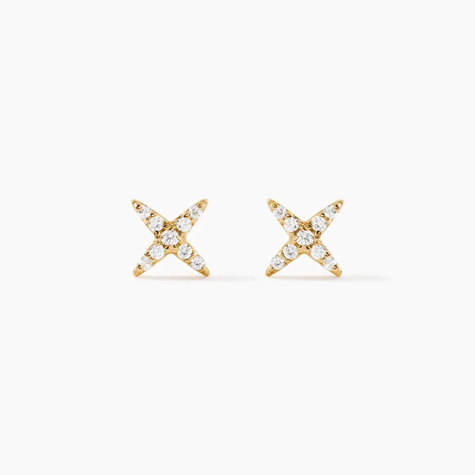 Boucles D'Oreilles Puces Julina Or Jaune Oxyde De Zirconium
