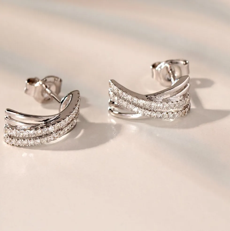 Boucles D'oreilles Puces Julianne Or Blanc Diamant