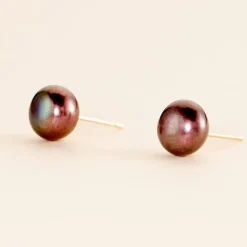 Boucles D'oreilles Puces Kesya Or Jaune Perle De Culture