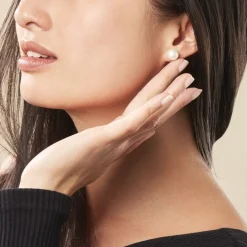 Boucles D'oreilles Puces Kesya Or Jaune Perle De Culture