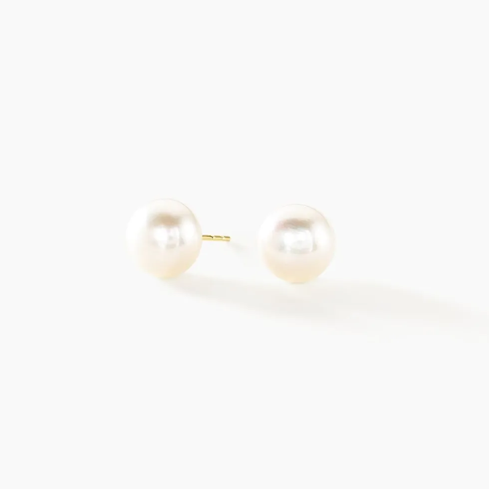 Boucles D'oreilles Puces Kesya Or Jaune Perle De Culture