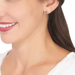 Boucles D'oreilles Puces Kate Or Blanc Saphir