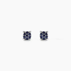 Boucles D'oreilles Puces Kate Or Blanc Saphir