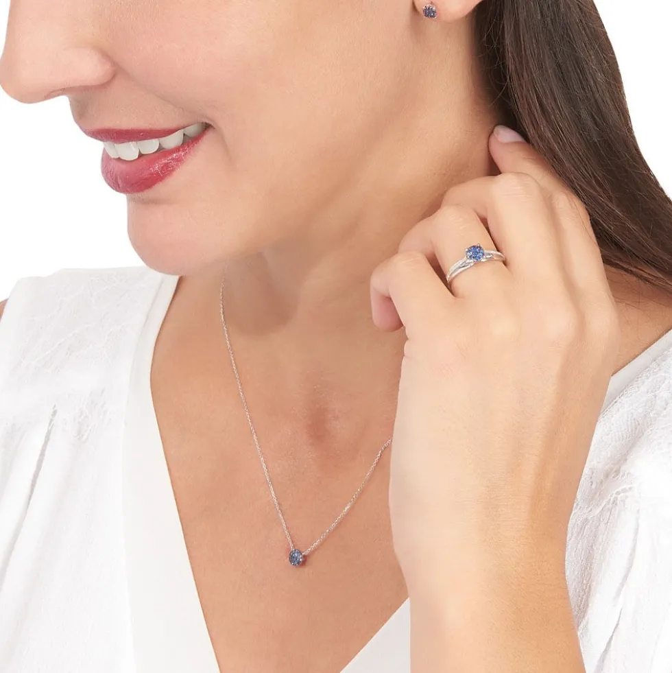 Boucles D'oreilles Puces Kate Or Blanc Saphir