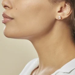 Boucles D'oreilles Puces Kesya Or Jaune Perle De Culture