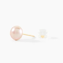 Boucles D'oreilles Puces Kesya Or Jaune Perle De Culture