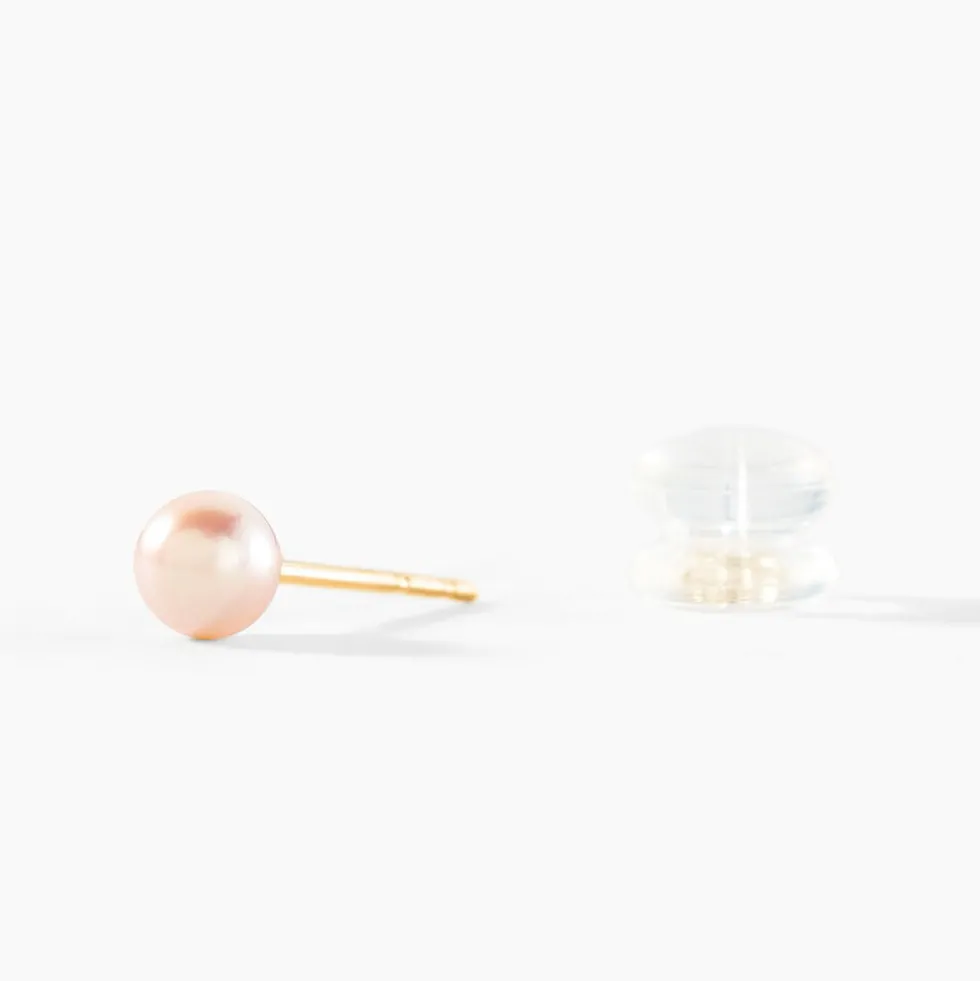 Boucles D'oreilles Puces Kesya Or Jaune Perle De Culture