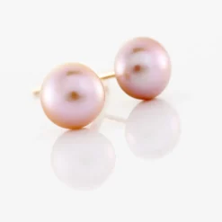 Boucles D'oreilles Puces Kesya Or Jaune Perle De Culture