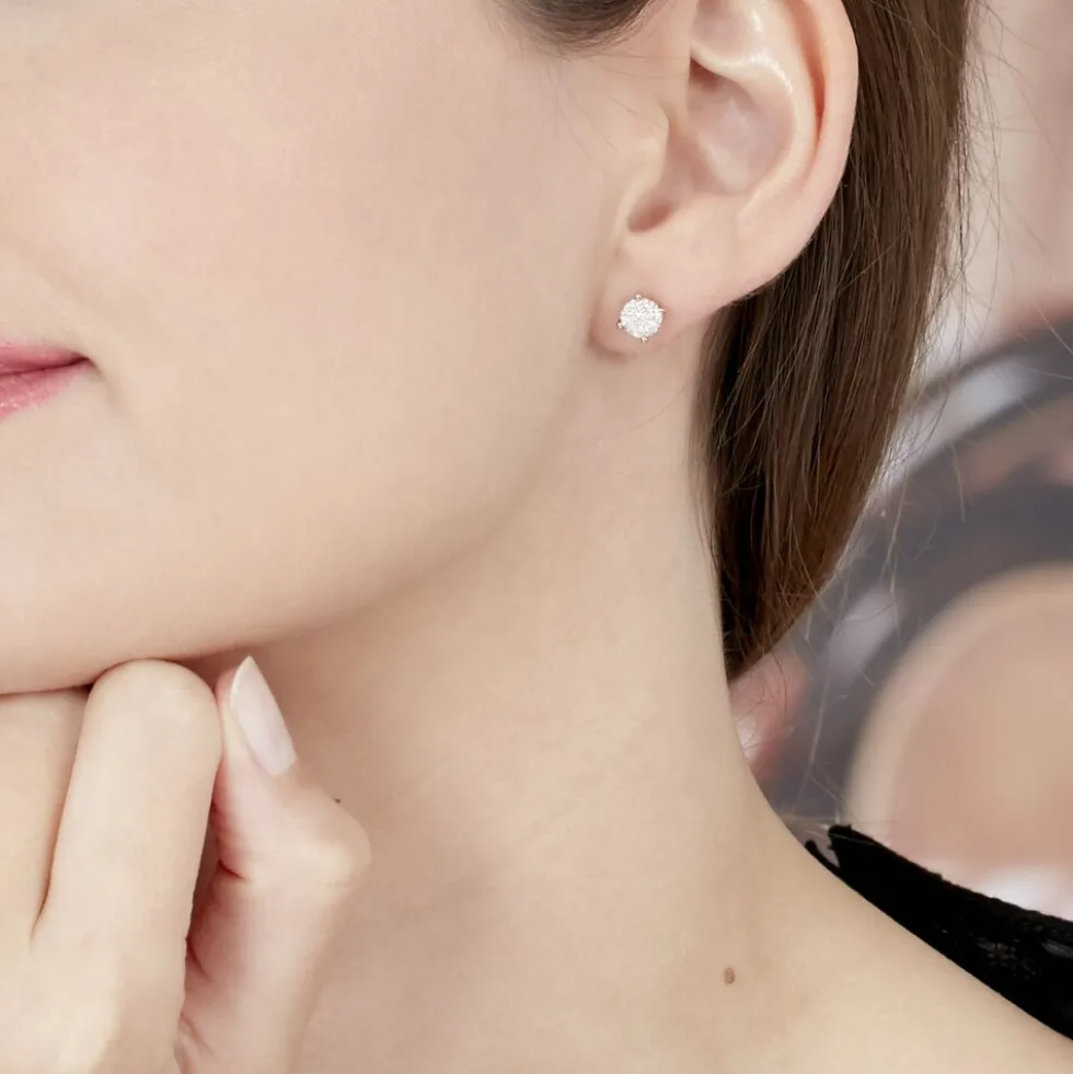 Boucles D'oreilles Puces Kate Or Jaune Diamant