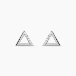 Boucles D'oreilles Puces Lorena Argent Blanc Oxyde De Zirconium