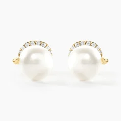 Boucles D'oreilles Puces Lucinda Or Jaune Perle De Culture