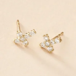Boucles D'oreilles Puces Luna Or Jaune Oxyde De Zirconium