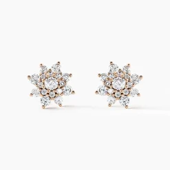 Boucles D'oreilles Puces Lorraine Argent Rose Oxyde De Zirconium
