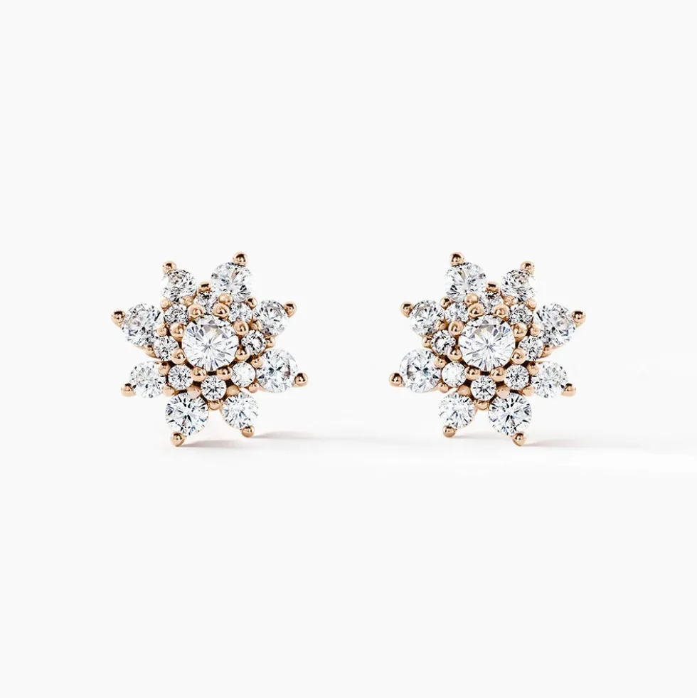 Boucles D'oreilles Puces Lorraine Argent Rose Oxyde De Zirconium
