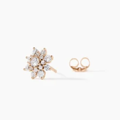 Boucles D'oreilles Puces Lorraine Argent Rose Oxyde De Zirconium